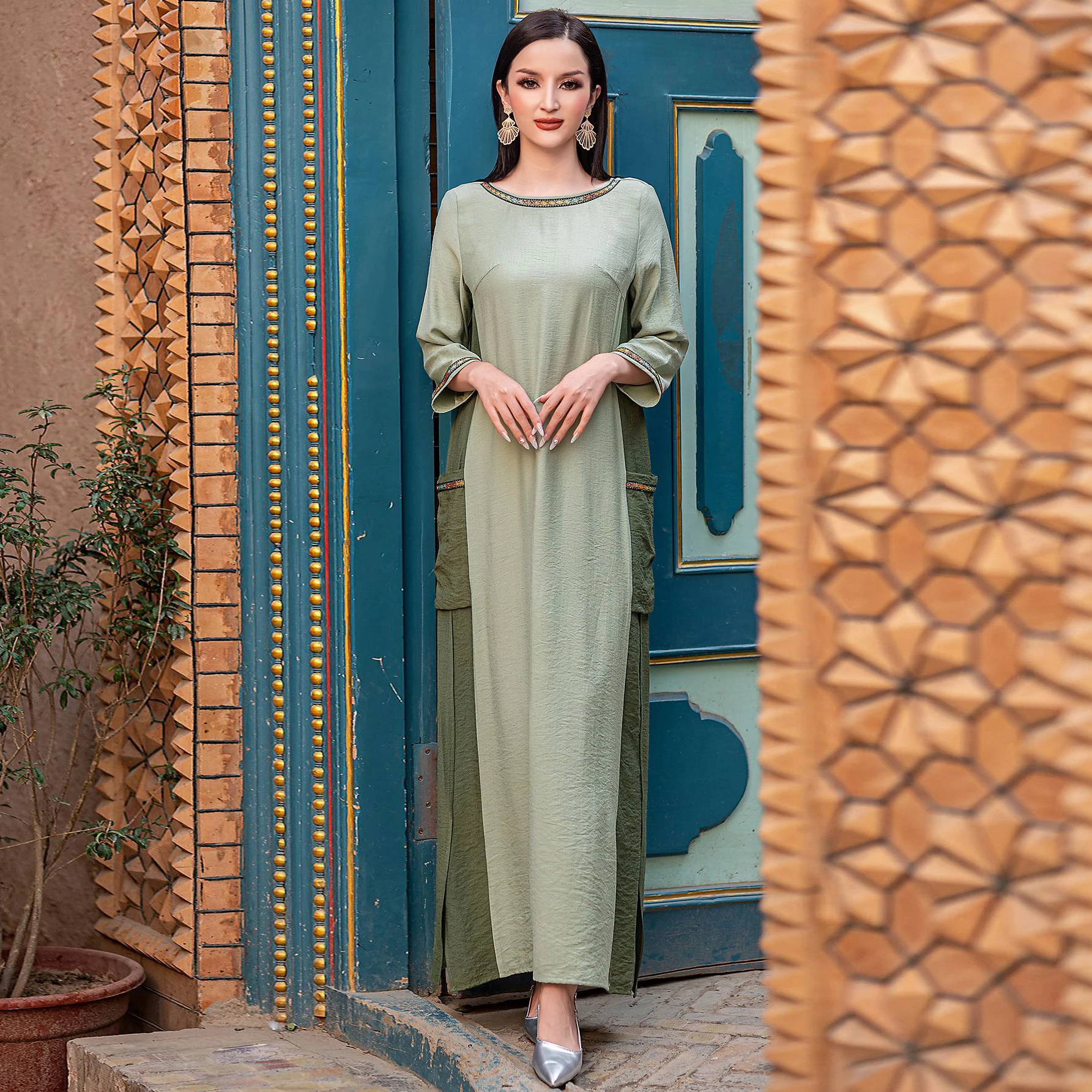 فستان نسائي للعيد من UNI عباية جيب فساتين الحفلات رداء إسلامي جلابية رمضان المغرب دبي عباية فيستدوس لارجوس ﻿