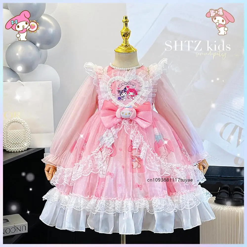 

Детское платье Лолиты в стиле аниме «Моя мелодия» Sanrios, весеннее платье принцессы Kuromi Kawaii, милое платье для косплея на день рождения для девочек