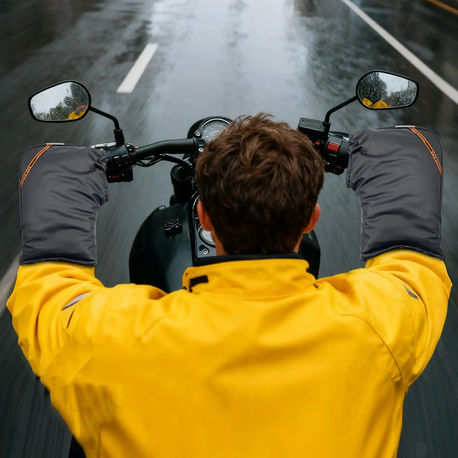 

Heated Motorcycle Gloves Waterproof Warm Handlebar Mittens 3 Heating Temperature Snowmobile Gloves for Winter Cold Weather