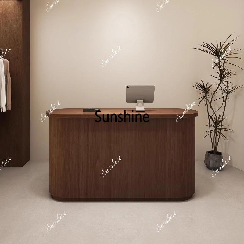 

Industrial Curved Reception Desks Wood Restaurant Minimalist Bar Company Reception Desks Shop Salon Mostrador Trendy Furniture