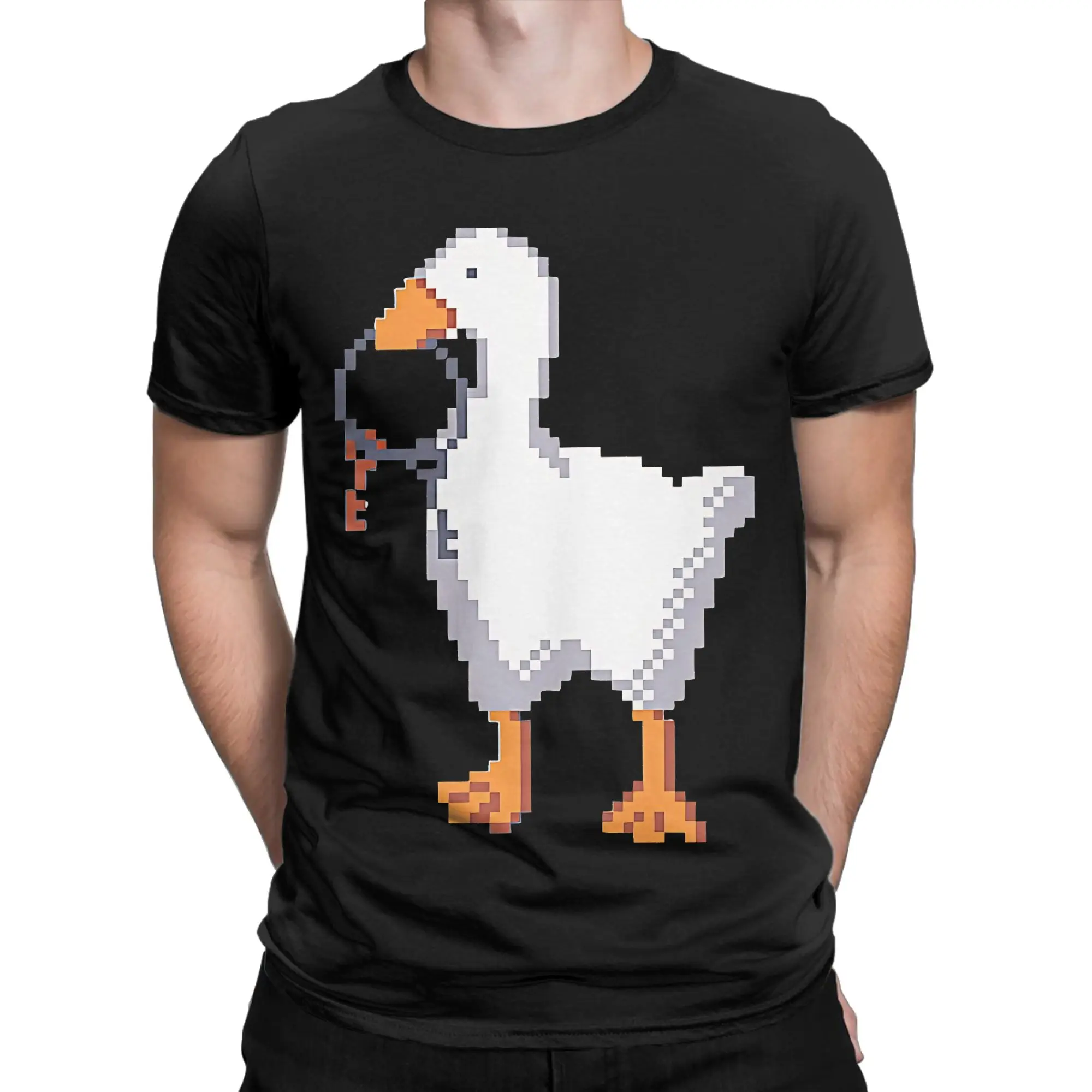 Untitled Goose Game 8 Bit Funny 100% Cotton T-Shirt Untitled Goose Game Tees Tops For Men
