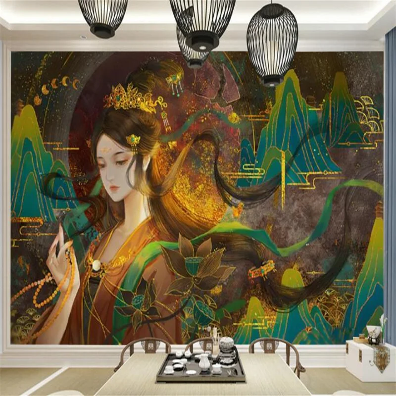 Custom Dunhuang Cultural 3D Photo Wallpapers for Living Room TV Sofa Background Art Background Wall Decor Mural Wall Paper