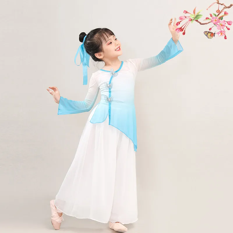 أداء الرقص الكلاسيكي للأطفال، الرقص على الطراز الصيني الأنيق، أداء الممارسة على الطراز القديم للفتيات، ملابس الشاش