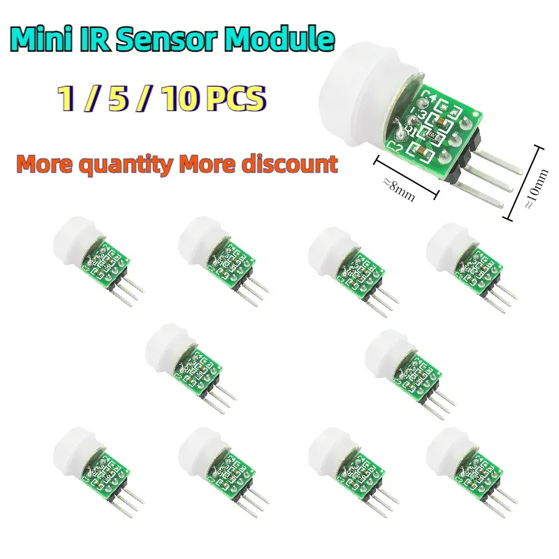 1/5/10PCS Mini IR Pyroelectric Infrared PIR Motion Human Sensor Automatic Detector Module AM312 Sensor DC 2.7 to 12V