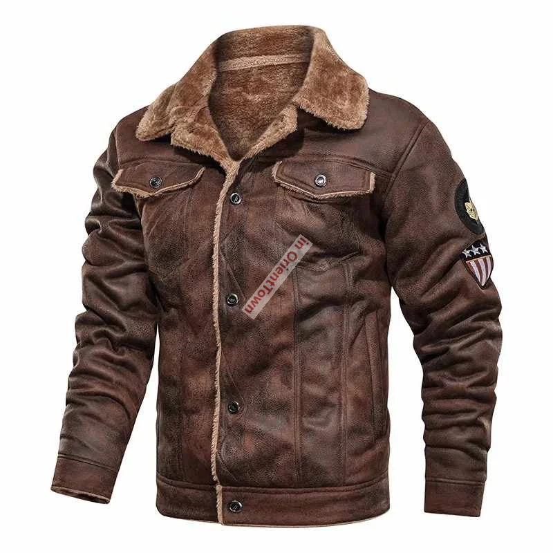 Flying Tigers Team Pilot Coat Commemorated Fur and Leather Jacket Men Clothing World War II US Military Turn Down Collar Uniform