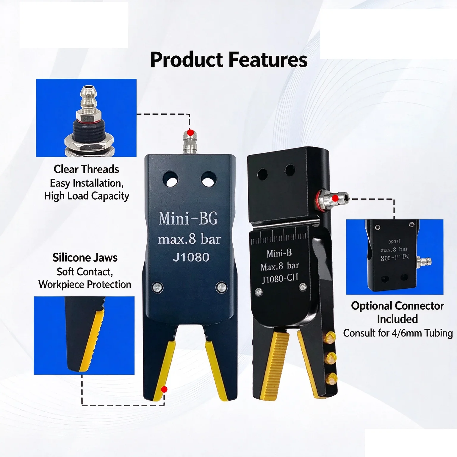MINI-A/B/C/E-JZ AU E Mini Mechanical Fixture Pneumatic Injection Molding Machine Accessories Silicone Pad Water Nozzle Clamp for