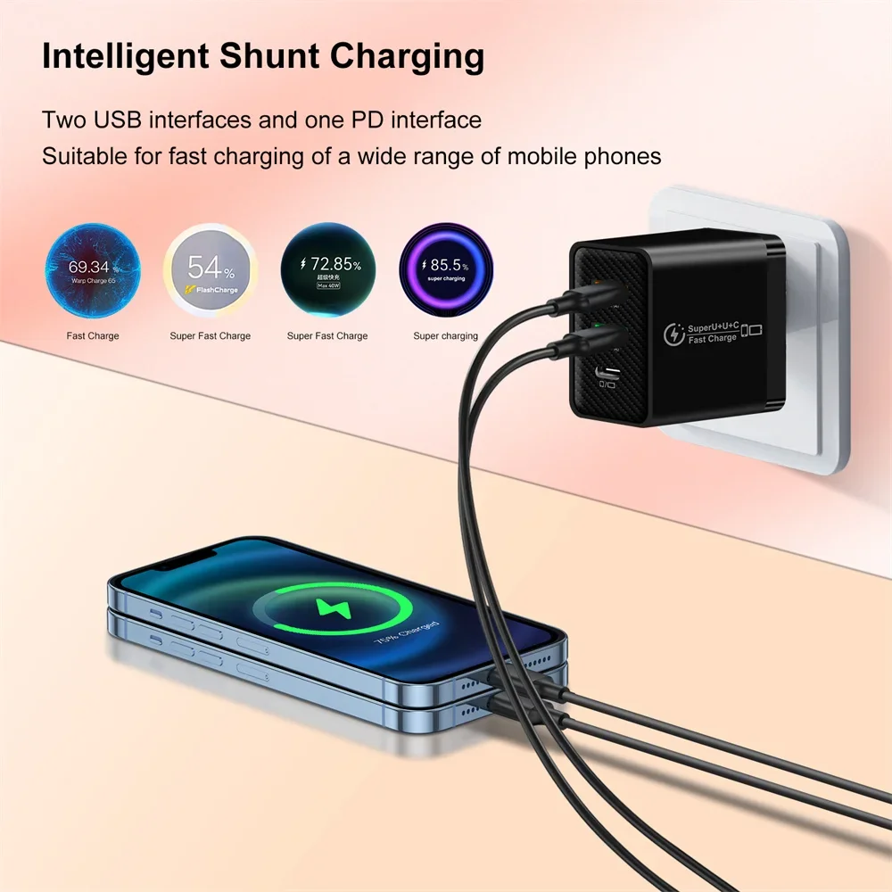 الهاتف المحمول USB C شاحن 48 واط PD شحن سريع نوع C الجدار محول آيفون 16 برو ماكس Xiaomi 15 13 14 سامسونج S23 S24