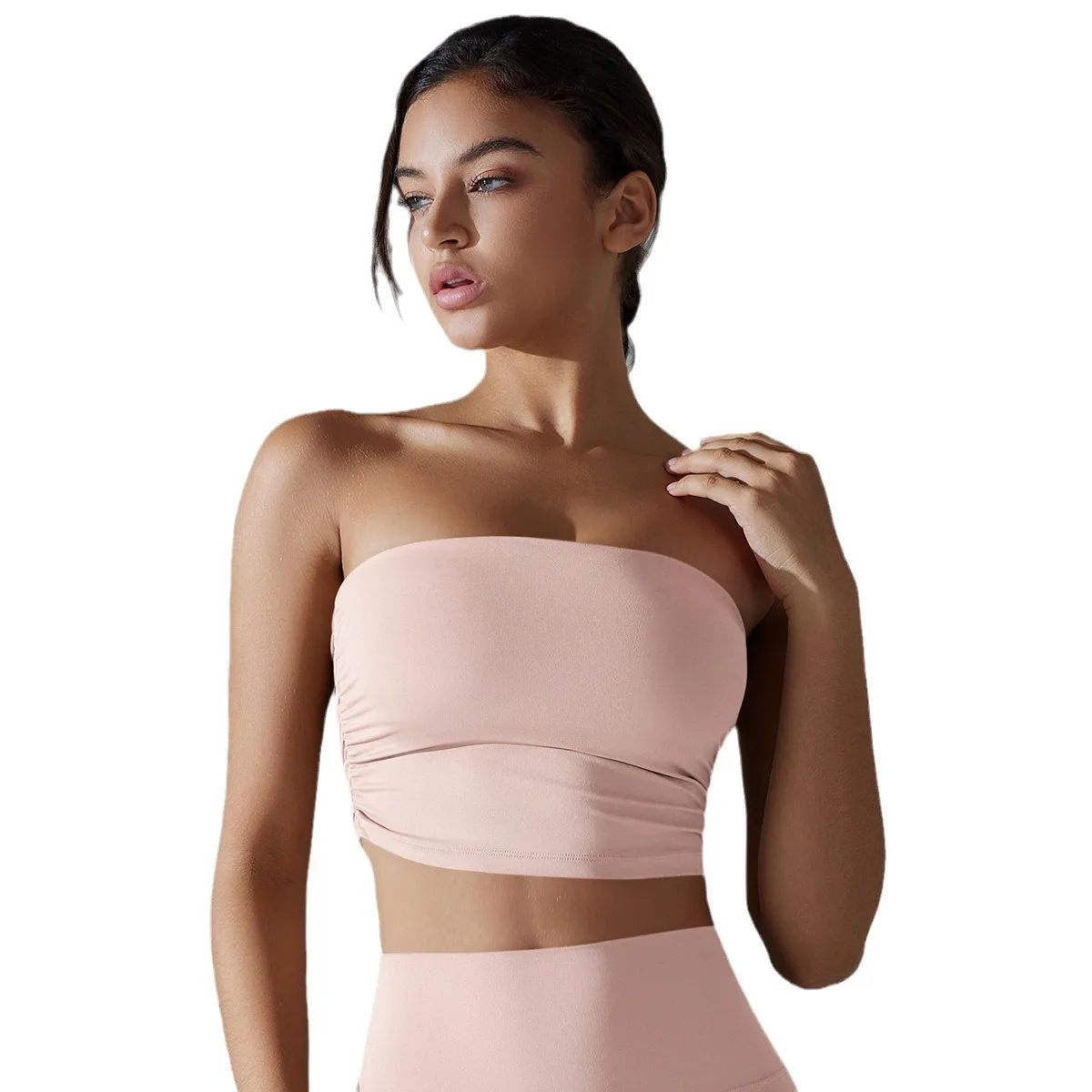 

Mermaid Curve One-piece Naked Sports Underwear Anti-running Light Tube Top Inner Base Fitness Top Tight Yoga Clothes for Women