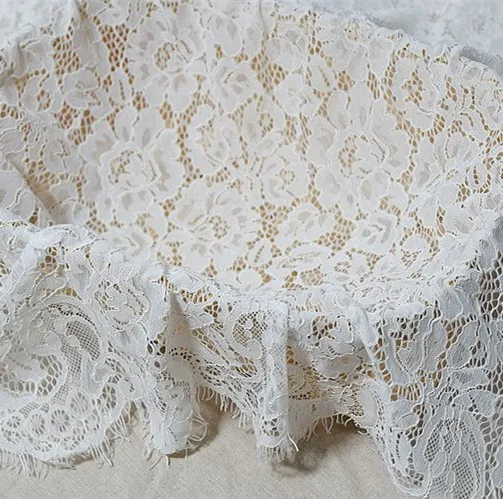 150cm Wide High-grade Hollow Flower Cotton Eyelash Lace Fabric DIY Wedding Dress Accessories