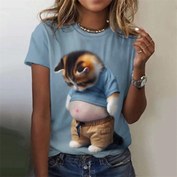 Funny Fat Cat 3D Printed T Shirts For Woman Girls Cute Animal Print Tees Tops Female Casual Streetwear Y2K Harajuku Clothing