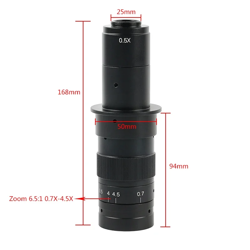 Imagem -02 - Lente de Montagem c com Ampliação Ajustável 180x 03x 035x 05x 075x 1x 2x Lente Barlow para Câmera de Microscópio de Vídeo Hdmi Vga Usb