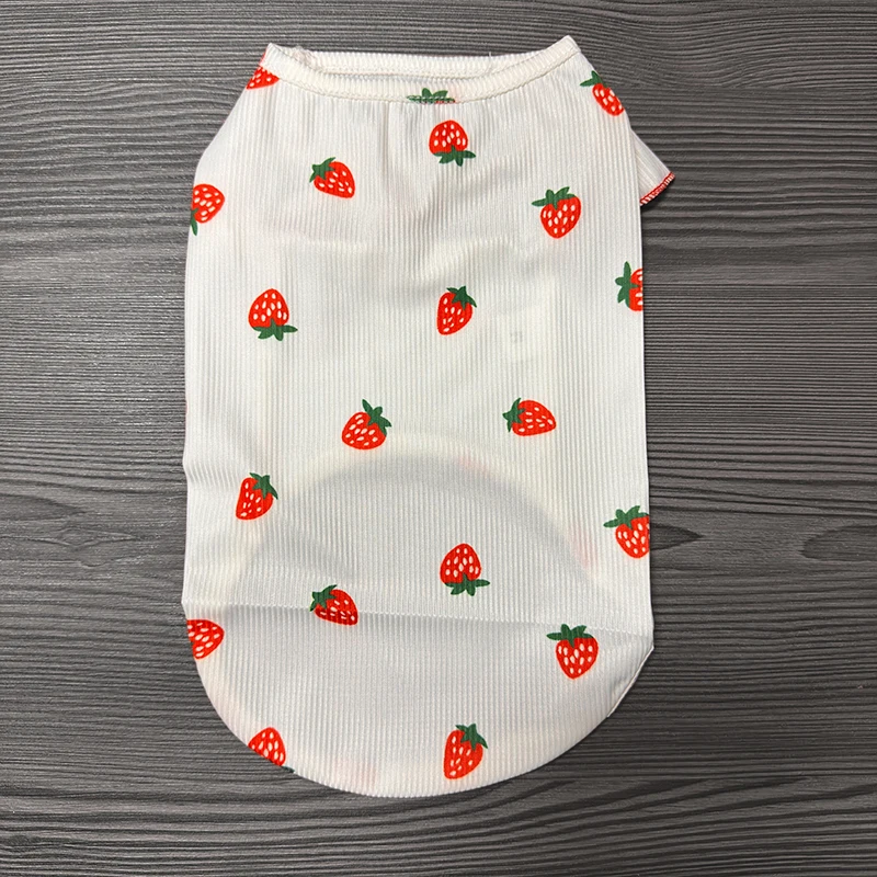 Cute Lace Strawberry Dogs Clothes Skirt Pet Teddy Summer Clothes Schoner Breathable Clothes Puppy Fruit Vest Dog Accessories