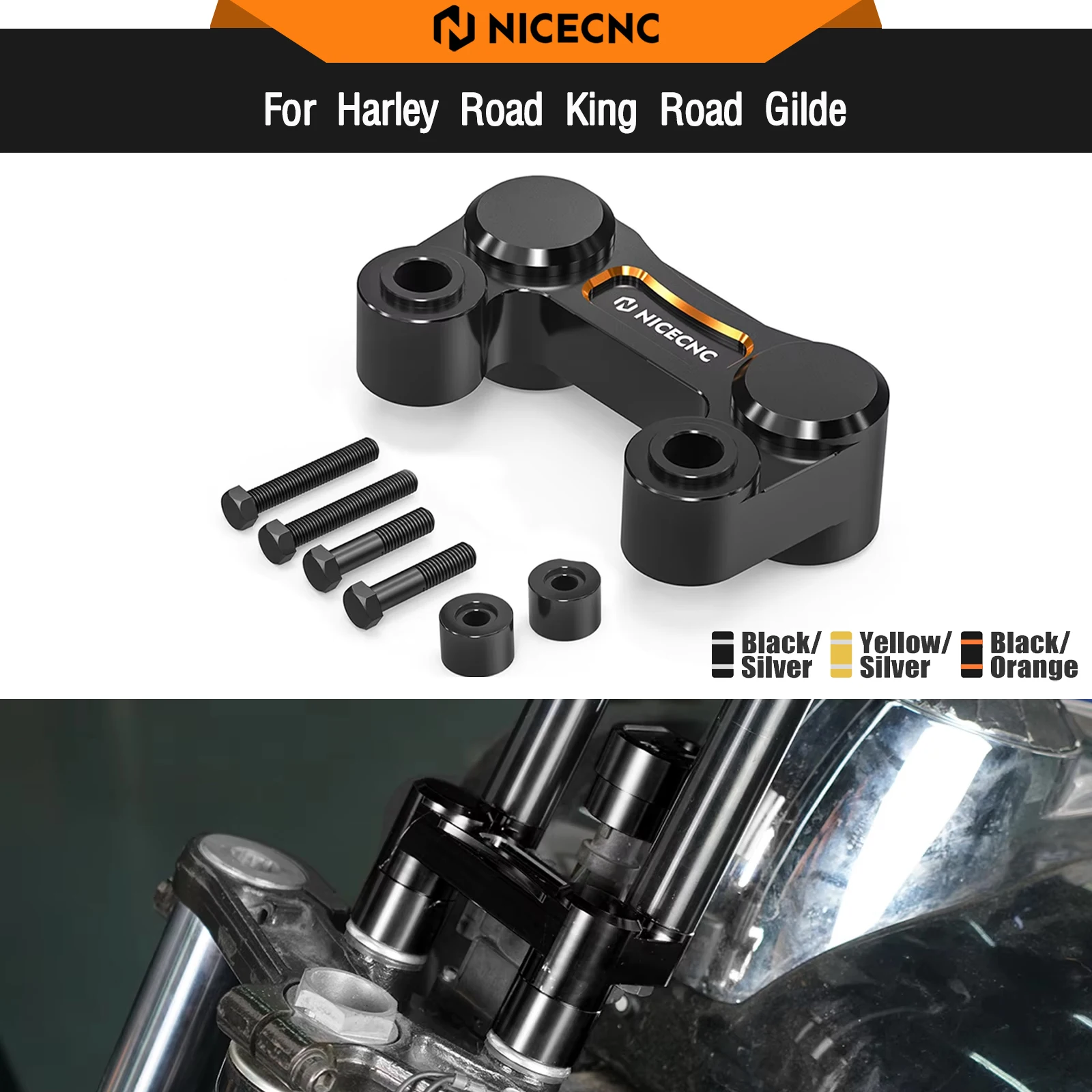 For Harley Road King FLHR Custom FLHRS 2000-2022 Handlebar Riser Pull Back Plate Road Glide FLTRX 2015-2024 Street Bob FXBBS 114