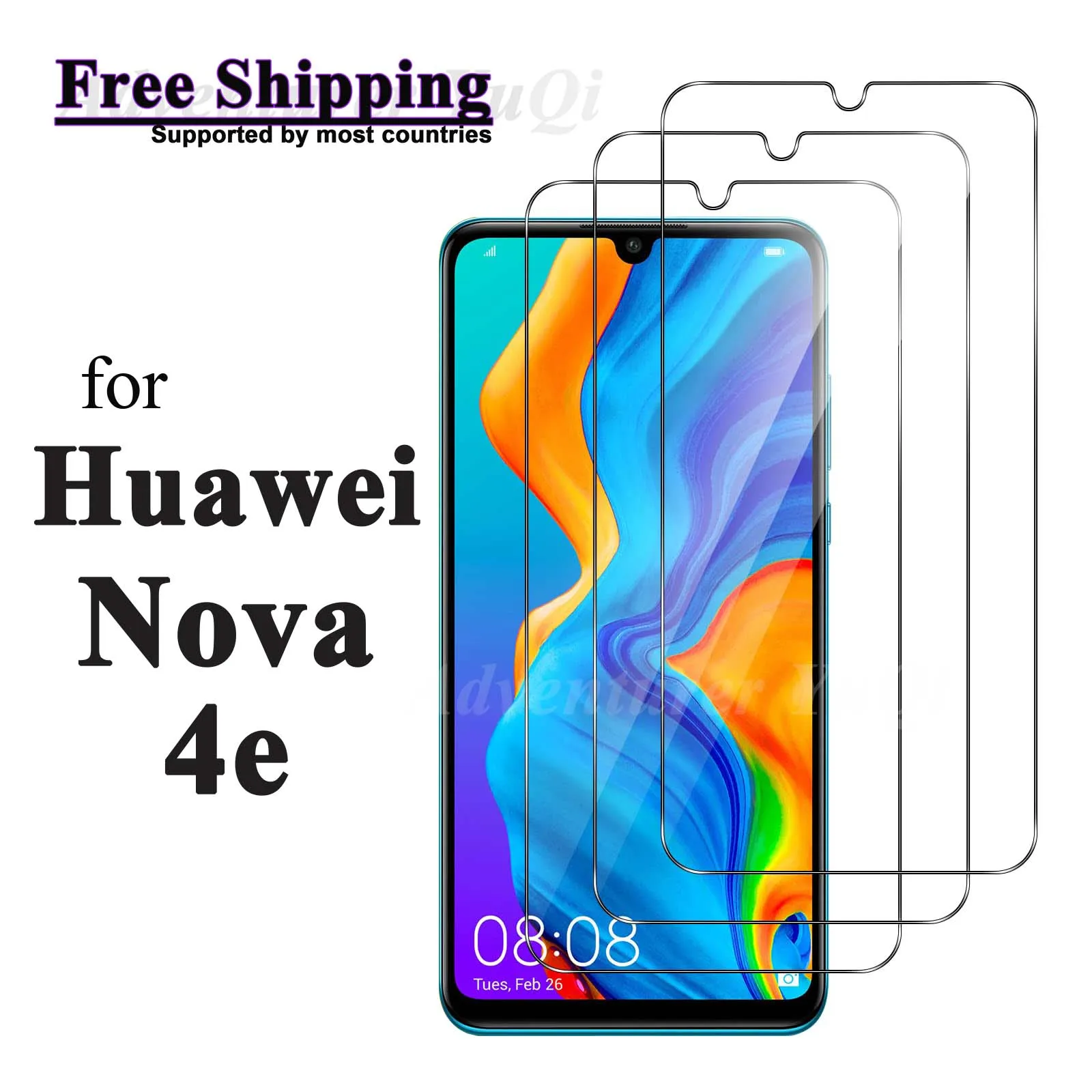 

Screen Protector For Huawei Nova 4e, Tempered Glass HD 9H Anti Scratch Case Friendly High Aluminum