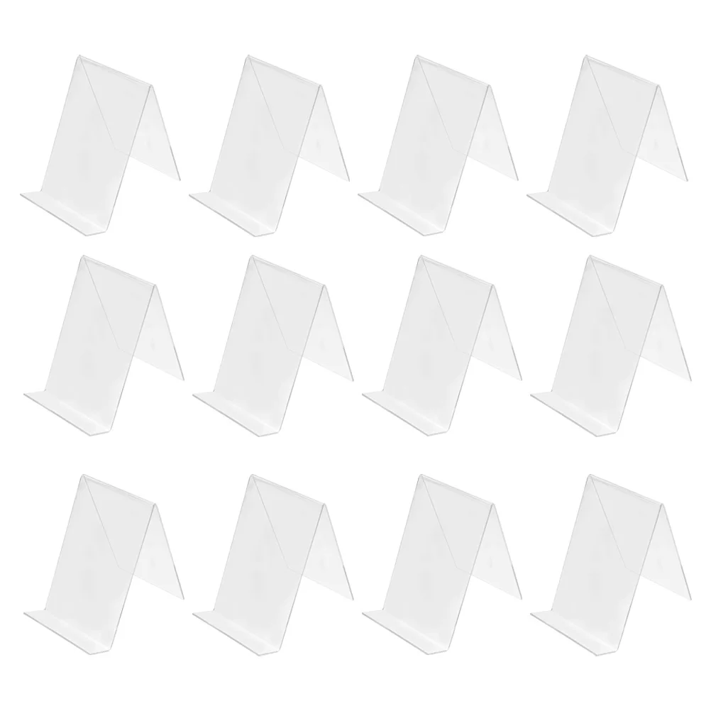 

12pcs Clear Acrylic Bookend Display Stand 150x100x100mm Transparent Desktop Bookshelf Rack Stands Small Display