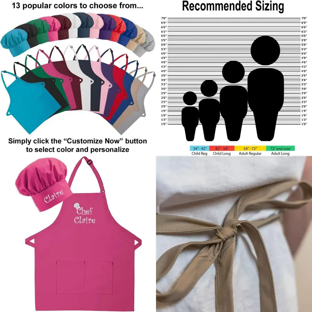 

Custom Embroidered Adult Apron & Hat Set for Mother's Day - Perfect for Kitchen & BBQ Grilling