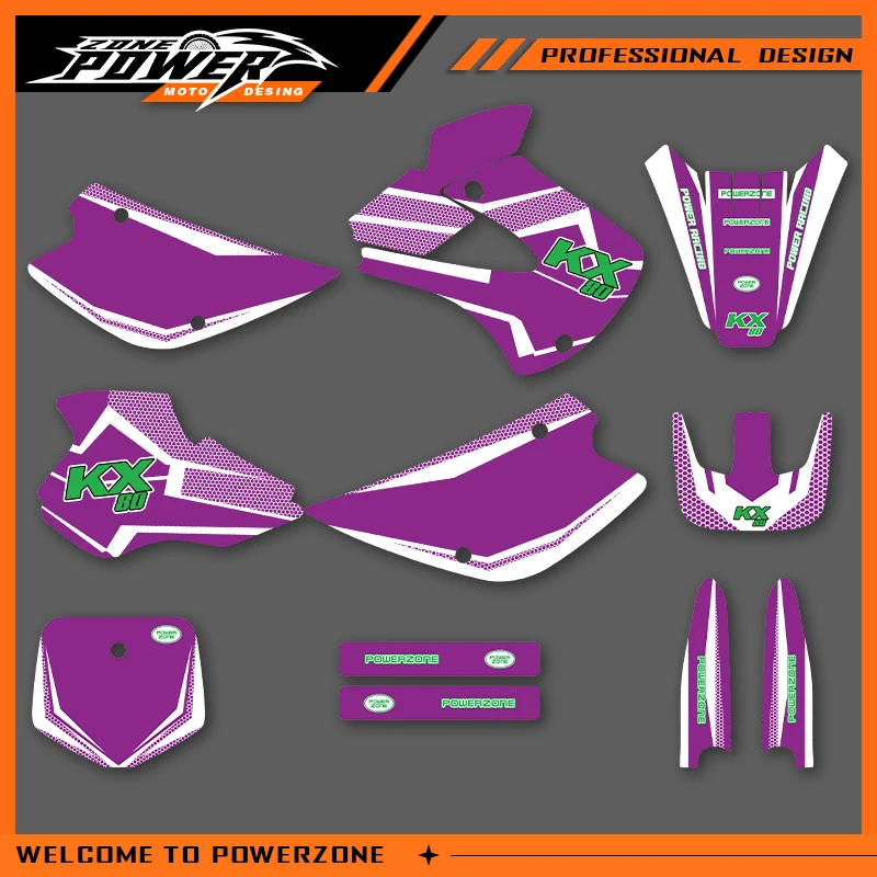 

Графические наклейки Powerzone, наклейки для мотоцикла KAWASAKI KX 1998, 1999, 2000, 2001, 2002, 2003, 2004, KX80 80CC, фон на заказ 02