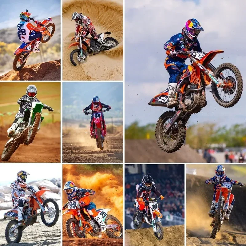 5D جديد الماس اللوحة دراجة نارية متسابق فسيفساء صورة دراجة نارية البهلوانية المتطرفة الرياضة حجر الراين جدار ديكور فني للمنزل #1