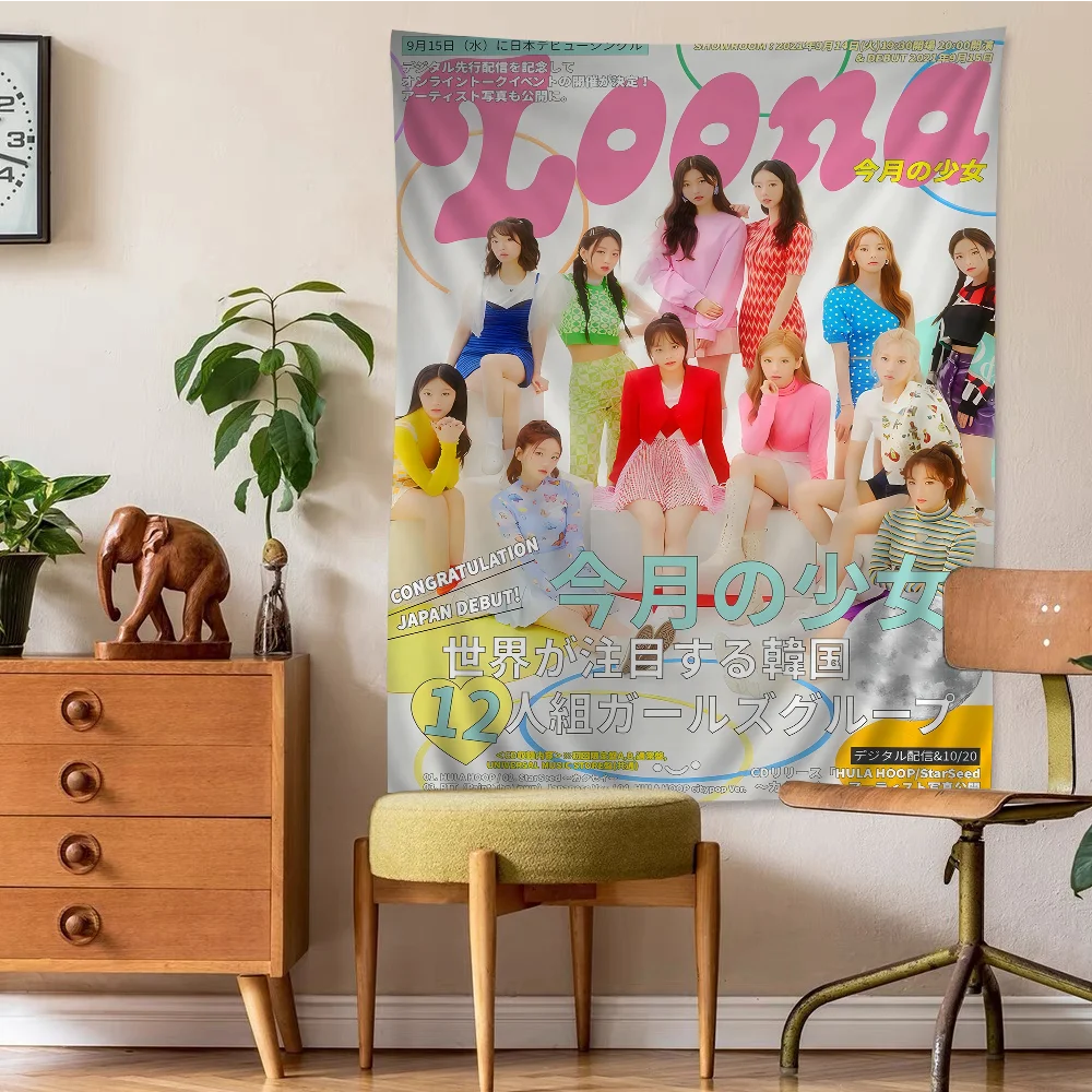 Latest Kpop L-Loona Hanging Bohemian Tapestry Hanging Tarot Hippie Wall Rugs Dorm Wall Hanging Home Decor