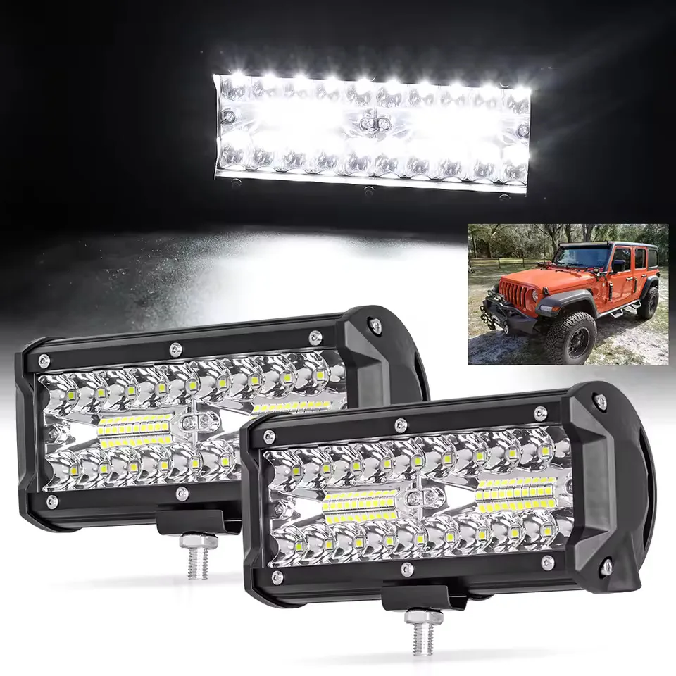 

7'' LED Work Light Bar 60W Spot Flood Beams Combo for Car Tractor Boat Off-Road Truck SUV ATV Car Repairing Lights Waterproof