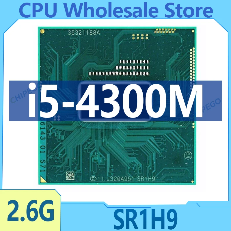 Core i5-4300M i5 4300M SR1H9 2.6 GHz Dual-Core Quad-Thread CPU 3M 37W Socket G3 / rPGA946B