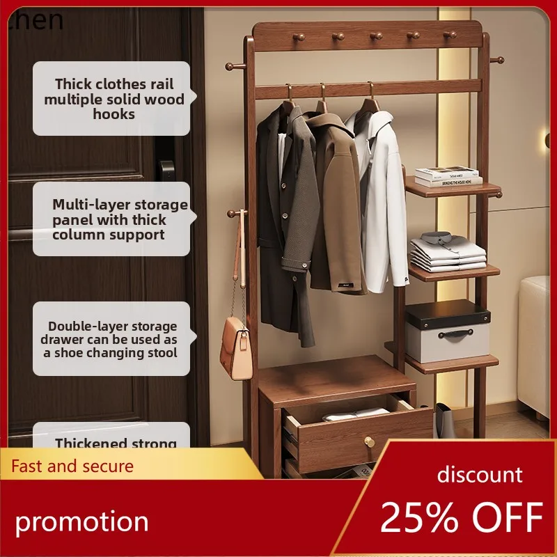 

HT solid wood hanger floor-to-ceiling bedroom hanger bag rack can sit in living room shoe rack multi-functional rack