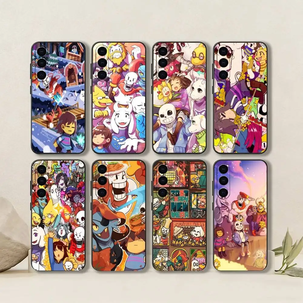 

Frisk-Chara-Toriel-Sans-Papyrus-Undyne Phone Case Black Silicone Soft For Samsung Galaxy A73,A72,A71,A70,A53,A52,A51