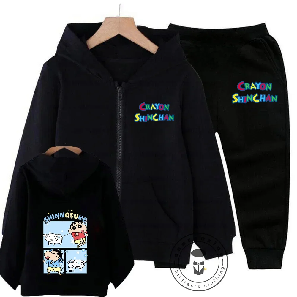 

2025 New Autumn Zipper Jacket Crayon Shin-chan Printed Children's Hoodie Set Cartoon Boys' Sports Jacket Girls' Cute Jacket