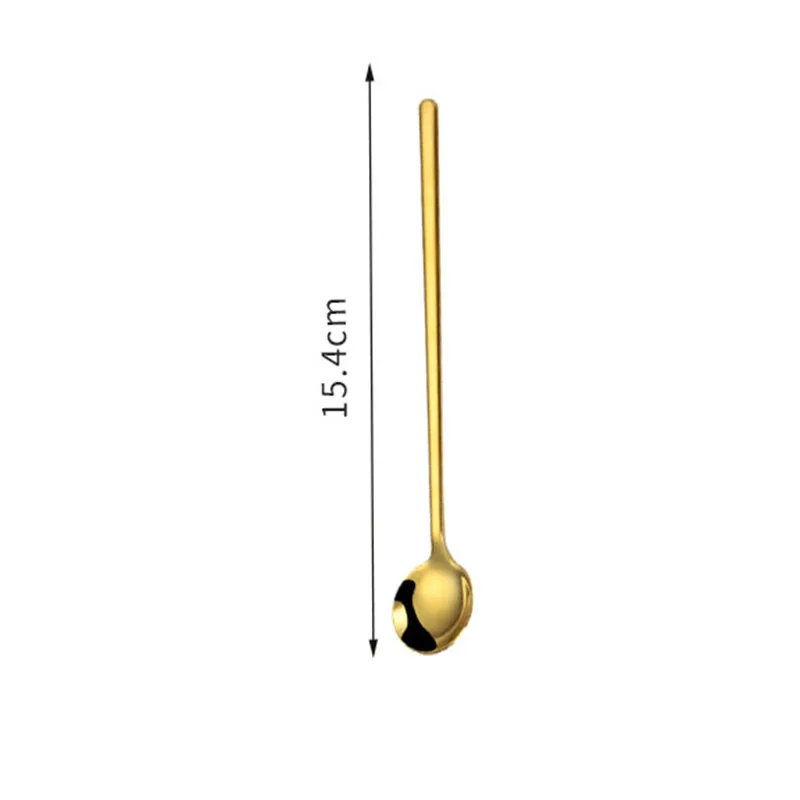15cm Titanium Color Stainless Steel Round Spoon Hotel Household Spoon Stirring Spoon Multifunctional Round Spoon C1
