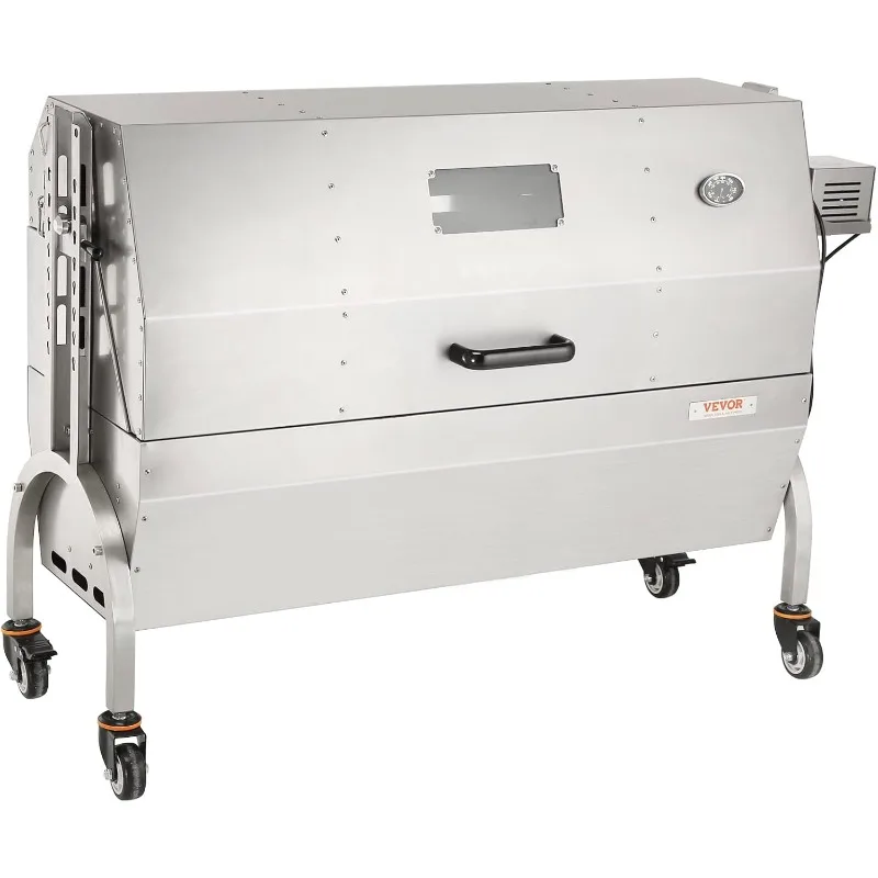 VEVOR Stainless Steel Rotisserie Grill with Hooded Cover, BBQ Whole Pig Lamb Goat Charcoal Spit Grill, Electric 50W Motor BBQ