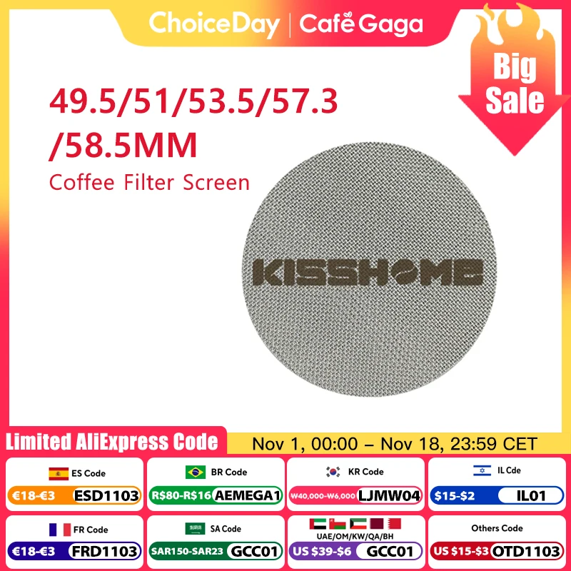 KISSHOME Espresso Puck Screen 51mm 53.5mm 58.5mm 57.3mm Filter Mesh Portafilter Barista Tools Coffee Machine Accessories