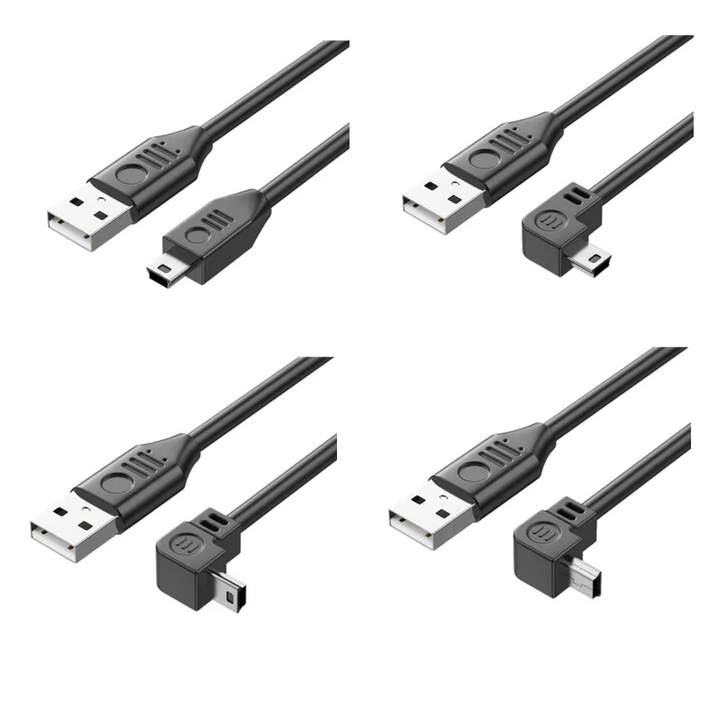 Mini USB Cable UP Down Left Right Angled 90 Degree USB 2.0 TO Mini USB 5pin Fast Data Charger Cable for Camera MP4 Tablet GPS