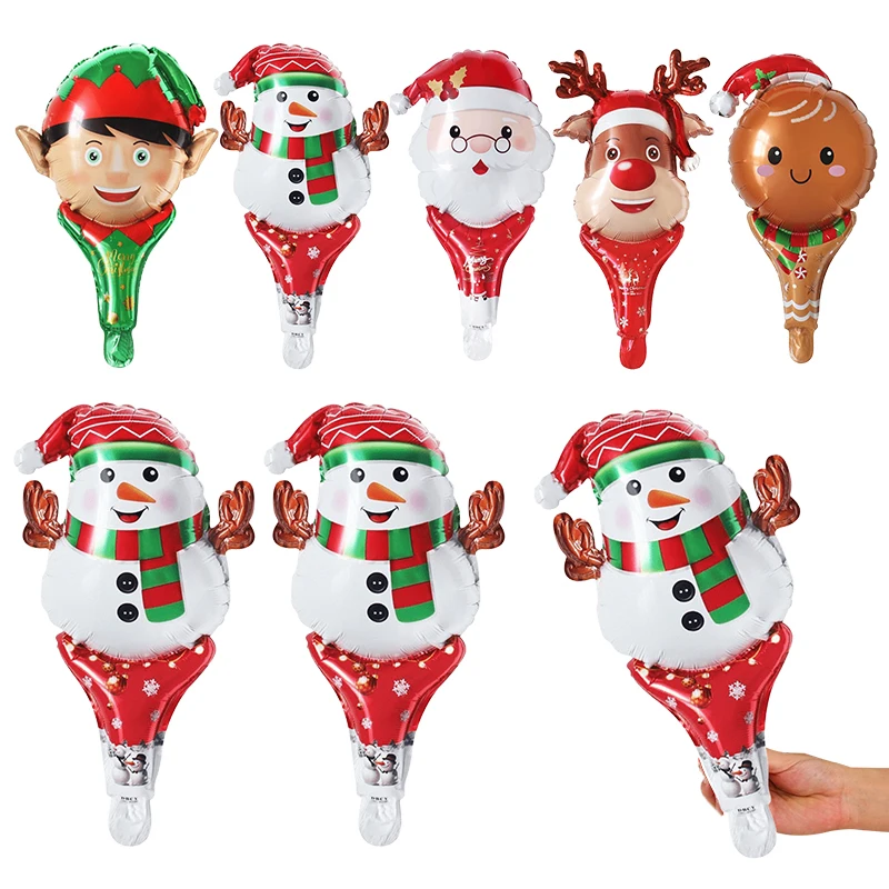 5PCS/Pack Snowman Style Christmas Handheld Balloon DIY Festive Atmosphere Decorate Prop Christmas New Year Party Supply Gift ZYF