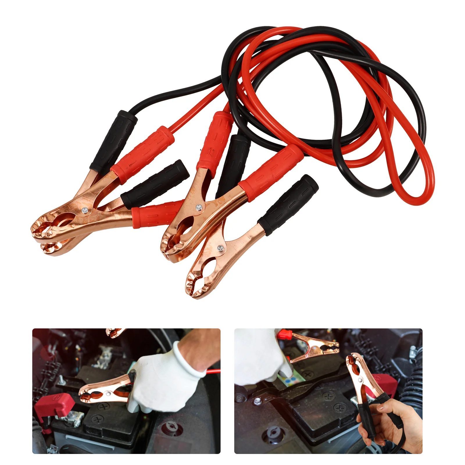 

Кабели для запуска двигателя (2 шт.) с зажимами типа «крокодил», медные, усиленные, для автомобиля, аварийный комплект