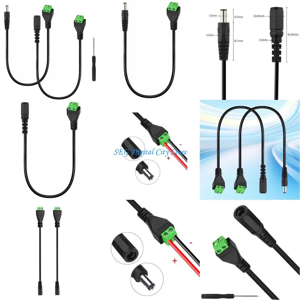 

U75B 2PCS DC5521 CORD DC5.5x2,1 мм самка/мужского до конца