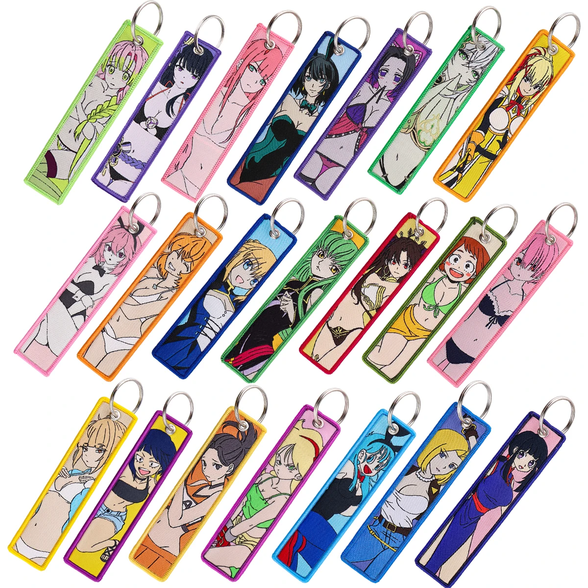 Anime Figures Key Tags Embroidery Jet Tag Keychains for Motorcycles Cars Fashion Key Rings Accessories Gifts for Fans