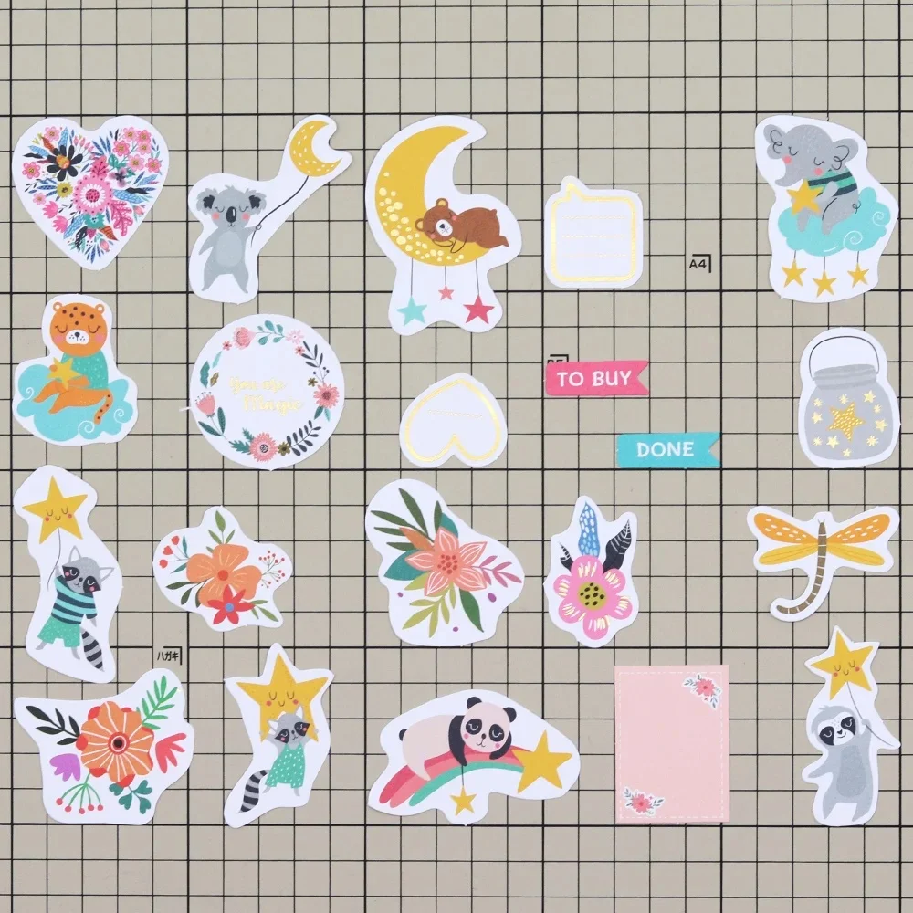 Creative Path 130pcs Sweet Dream Die Cuts Ephemera Sleepy Animals Diecut Paper Cutouts For Scrapbooking Journaling Card Making