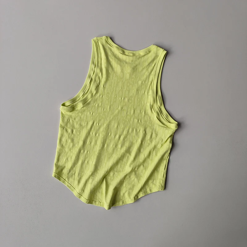 I-förmige Sportweste für Damen im Sommer, leichter Buchdruck, lockere Yoga-Kleidung, Trägerweste, Jogging-Marathon-Top ohne Ärmel – Detail 14