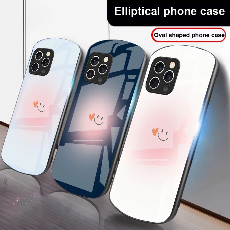 

Gradual Love Happy Face For iPhone 16 15 14 13 Plus 12 mini 11 Pro Max XR Xs Max X 7 8 6 6S 2022 20 Elliptical glass phone case