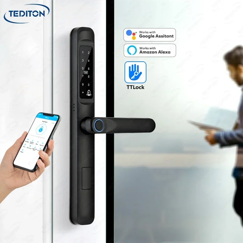 

Tediton Ttlock New Arrival Smart Door Lock Smartkey Electronic Door Handle Waterproof Outdoor Door Lock