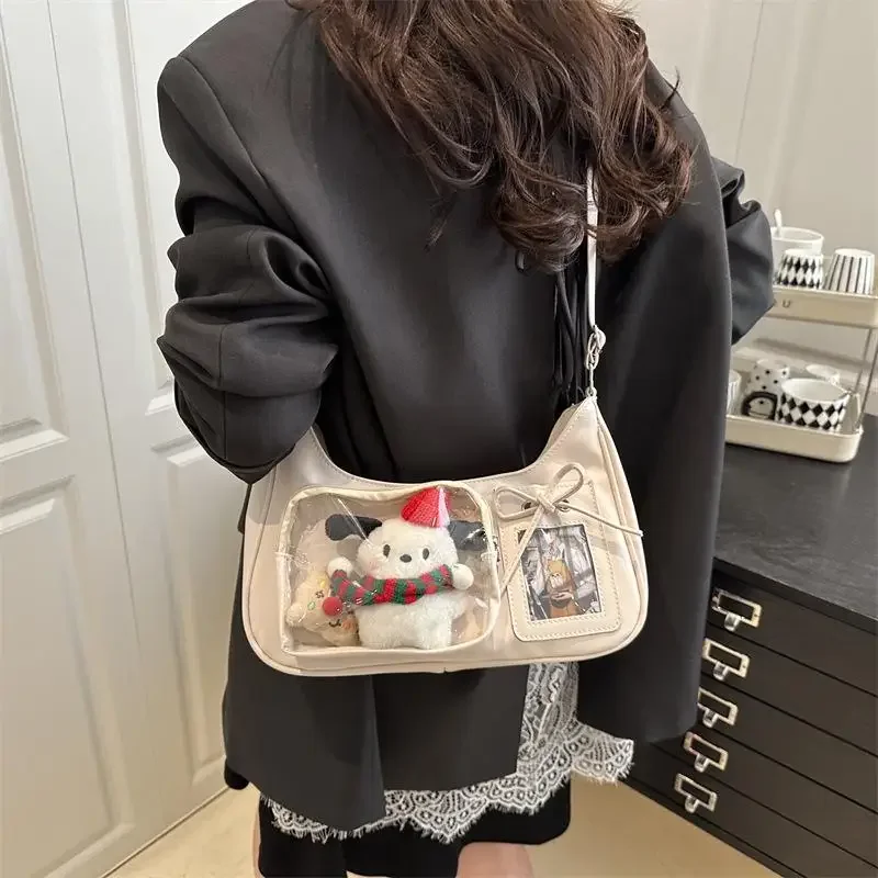 

1 Piece Women Korean Transparent Ita Bag Y2k Harajuku Shoulder Bag School Crossbody Bag Female Preppy Handbag Purse