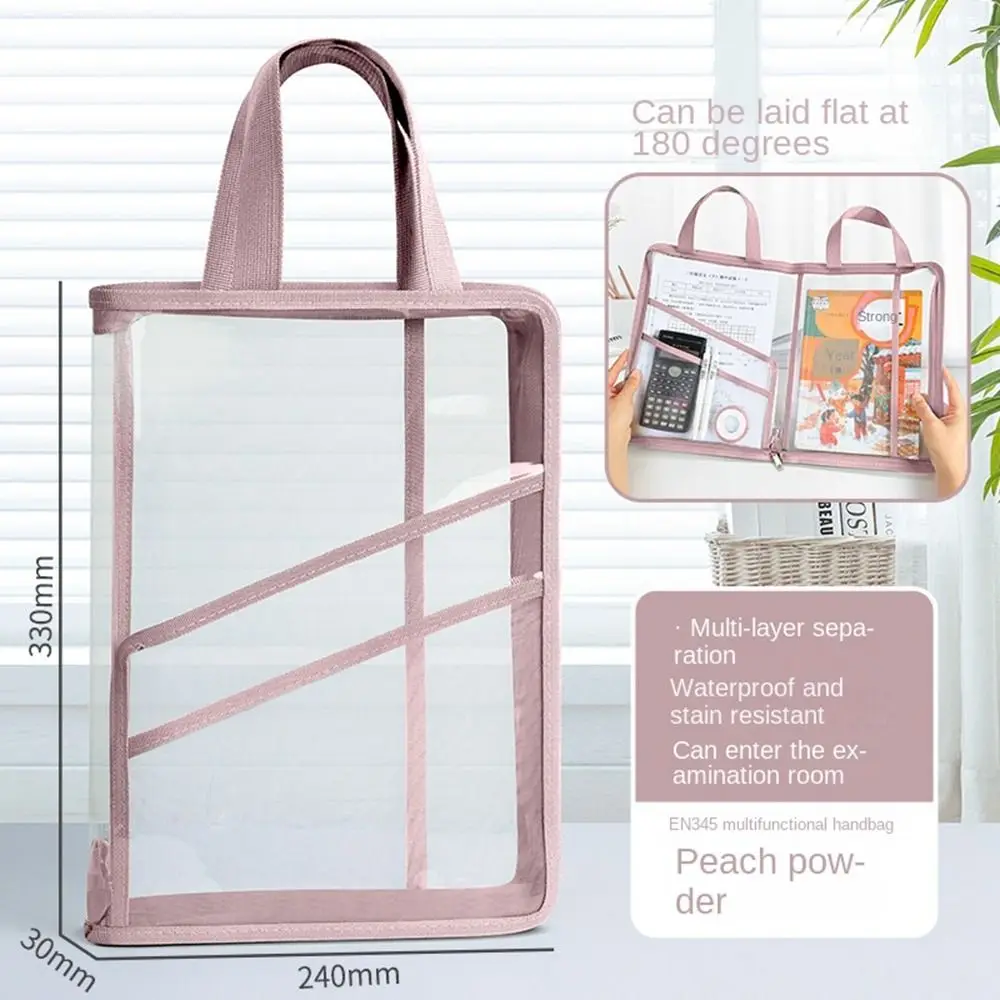 

PVC Mesh Zipper Pouch Bag Transparent Large Capacity Document Bag Multifunctional Thickened Data Storage Bag