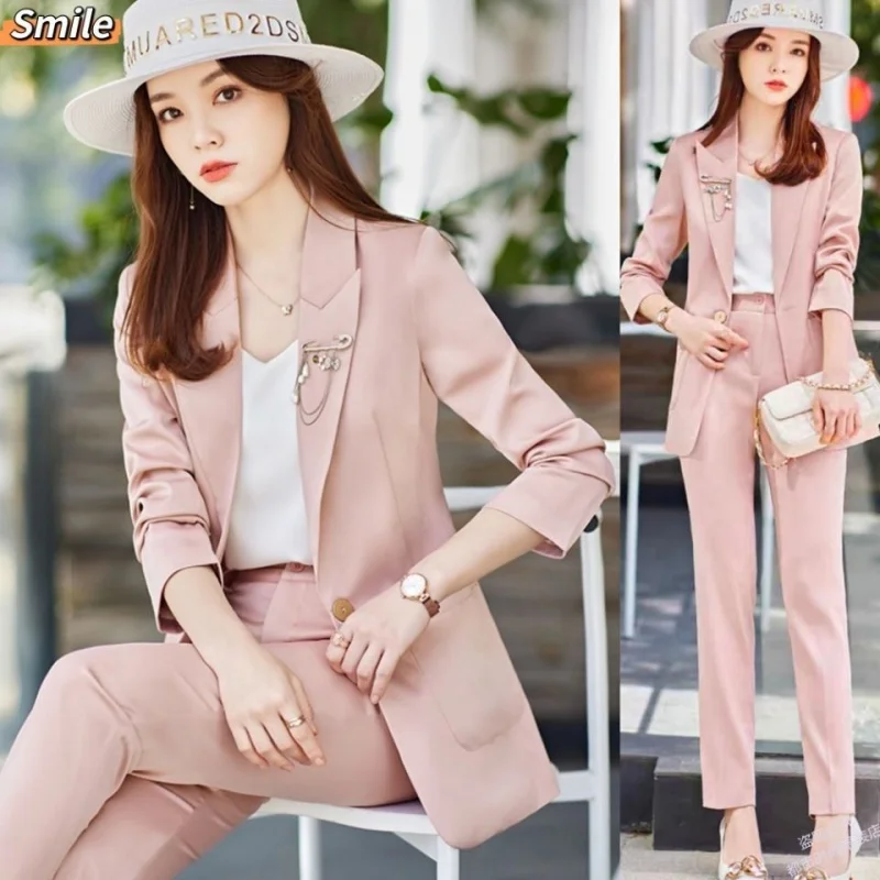 

2023 New Fashion Business Attire High-Grade Small Suit Spring and Autumn Women's Graceful Online Influencer Suit Two-Piece Suit