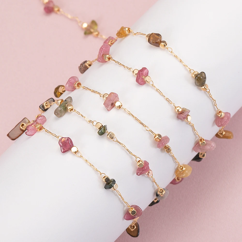 

0.5/1Meter Irregular Natural Stone Chain Colored Crystal Stone Handmade Chain Bracelet Necklace DIY Jewelry Clothing Accessories