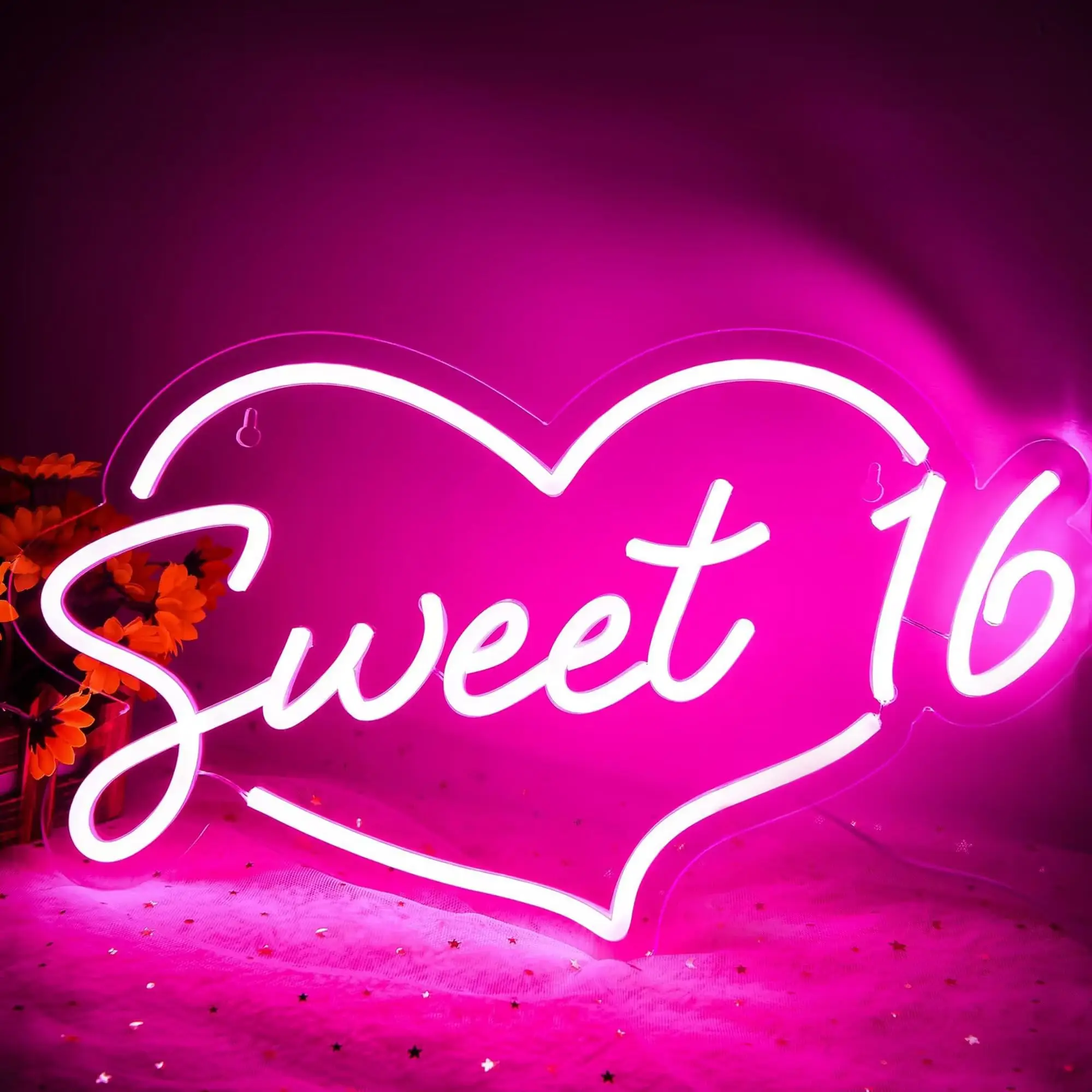 

Sweet 16 Neon Sign with Dimmer Switch 16th Birthday Party Sign, Sweet Sixteen Party Supplies, Happy 16th Birthday Decorations