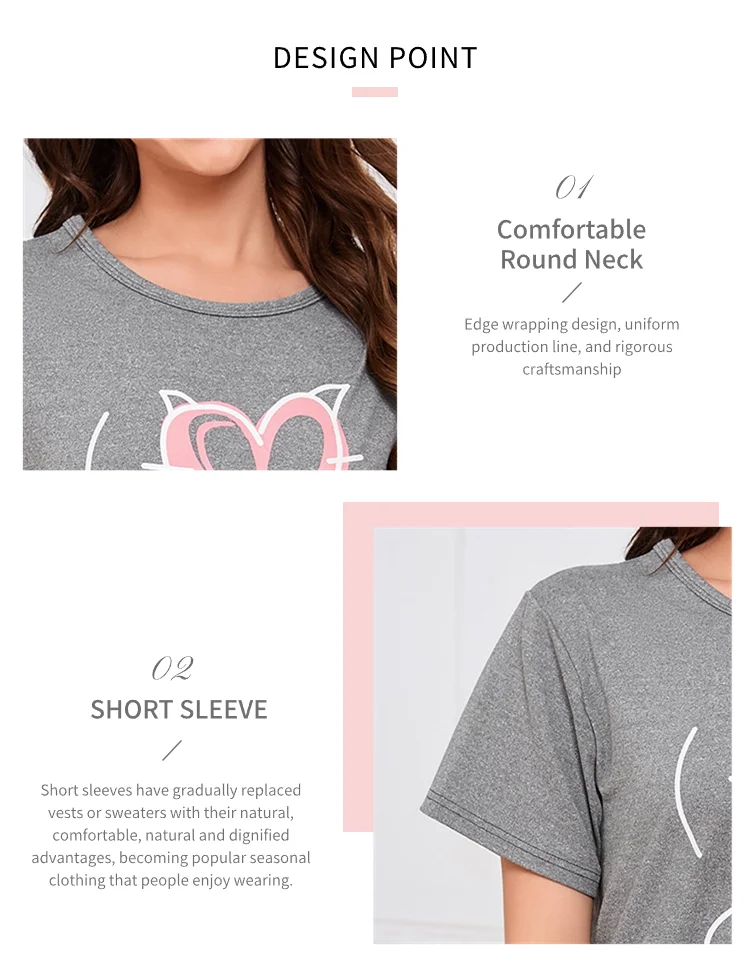 Damen-Pyjama, Heimanzug, weicher Komfort, Nachtwäsche, Loungewear, Herbst, Rundhalsausschnitt, Tops und Shorts, Pyjamahose, 3-teiliger Pyjama für Damen – Detail 23