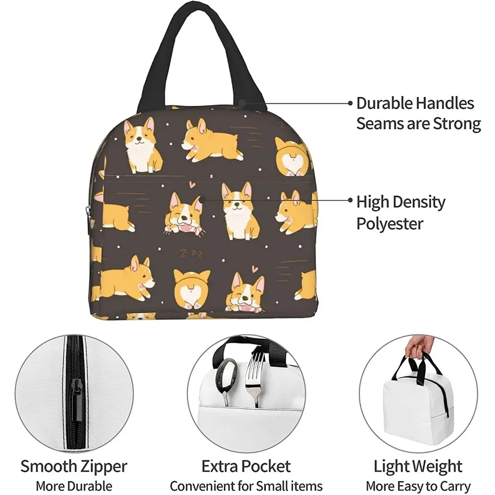 Borsa per il pranzo Kawaii Corgi Borsa termica per il pranzo Borsa termica per il pranzo Borse per il pranzo termiche per le donne Picnic