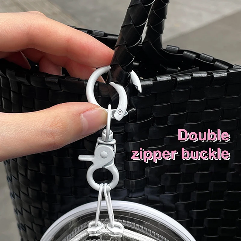 Custodia protettiva trasparente Scatola portaoggetti per bambole di peluche Borsa da esterno giocattolo con accessori per bambole portachiavi