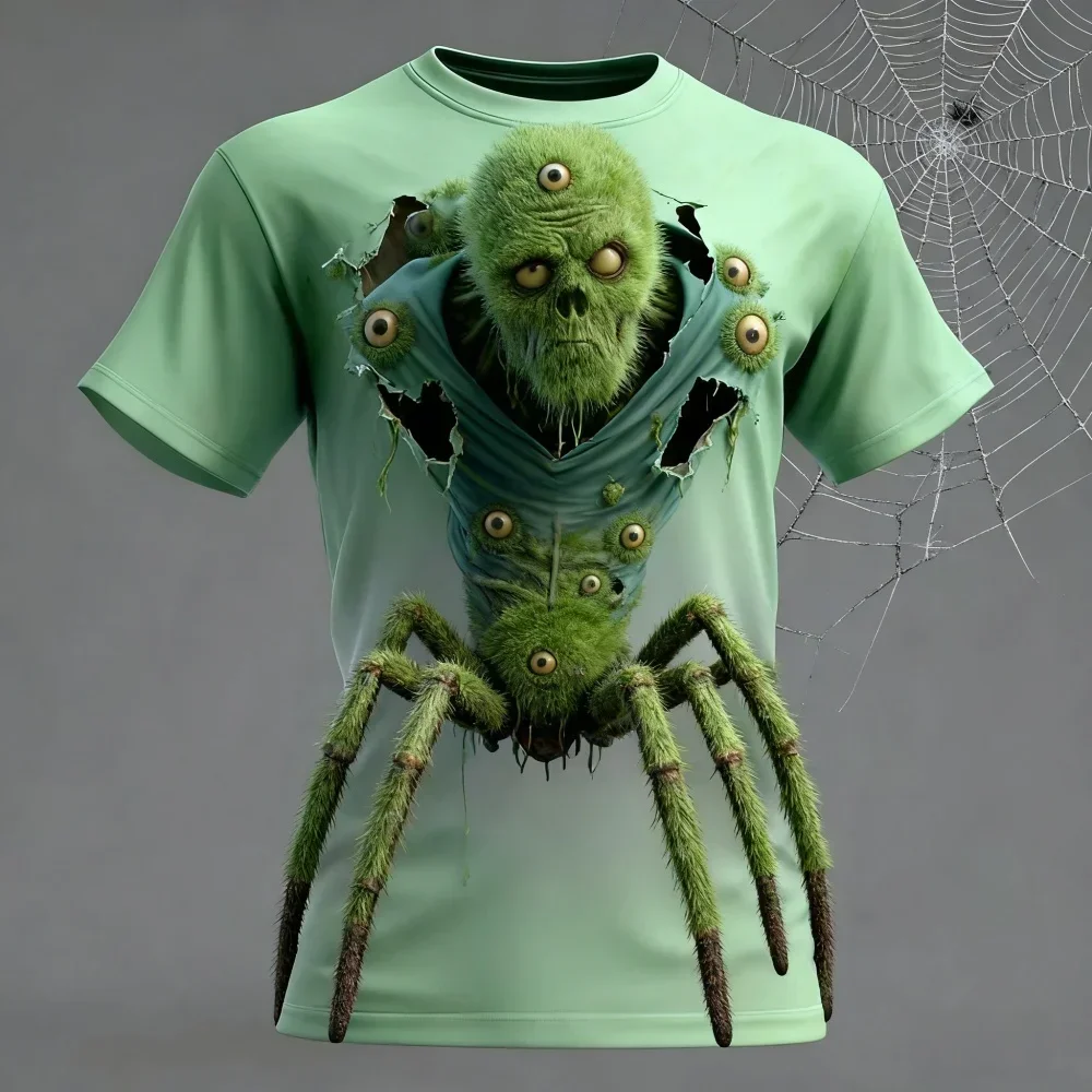 Halloween Kreatives Horror-Zombie-3D-Druck-T-Shirt für Männer und Frauen, modisches Street-Party-Casual-Familienfreundliches Kurzarm-T-Shirt – Detail 14