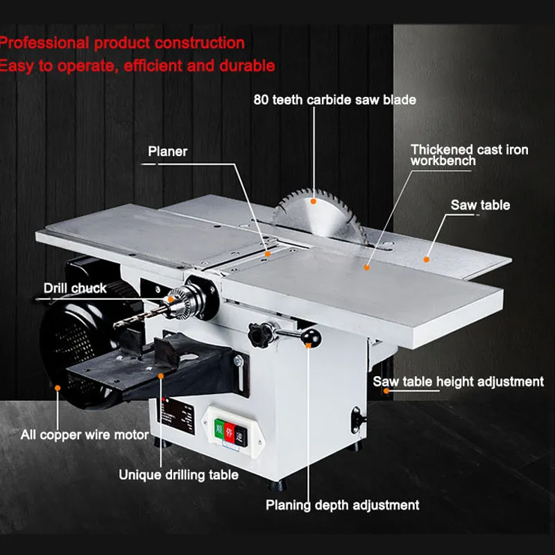 3-In-1 Multi-functional Electric Planer FS-1200 Woodworking Planing Machine Horizontal Combination Hole Punchers Carpentry Tools